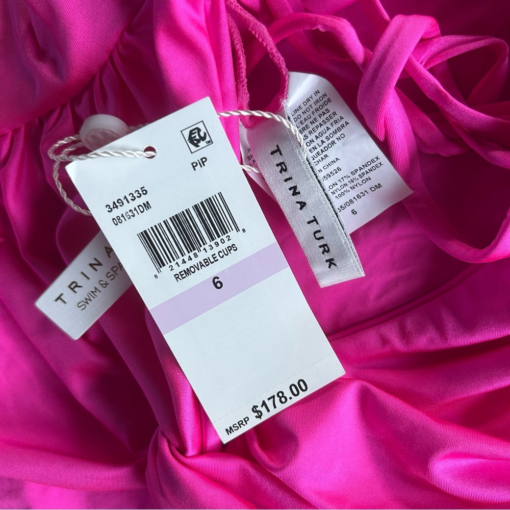 TRINA TURK Monaco Convertible One Piece Swimsuit ~ Pitaya Pink 6 NWT - Picture 8 of 8